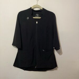 Cherokee Infinity Black Zip-Up Lab Jacket / Coat Women's Medium 3/4 Sleeves
